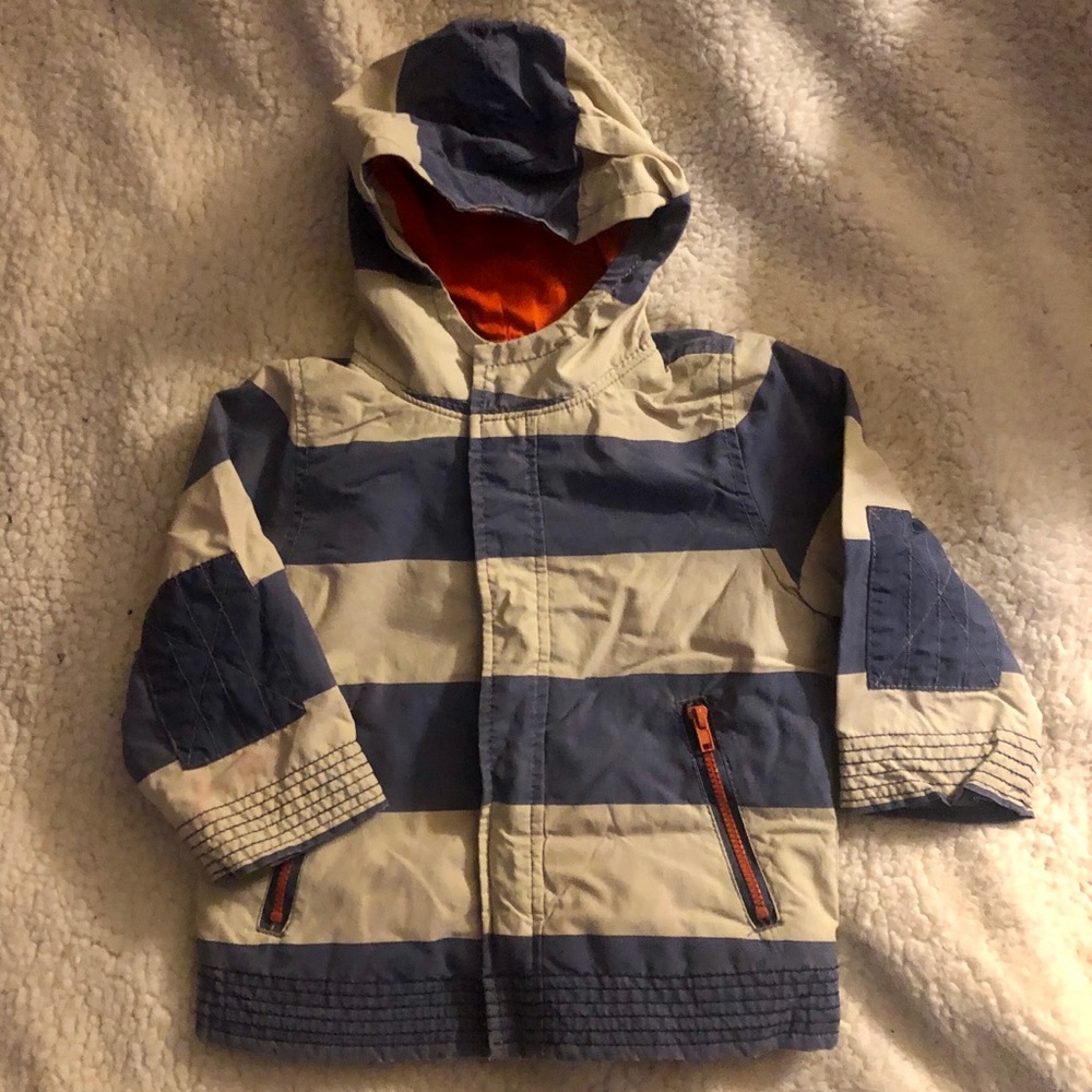 Blue and Cream Button Up Jacket 💙 Zipper Pockets